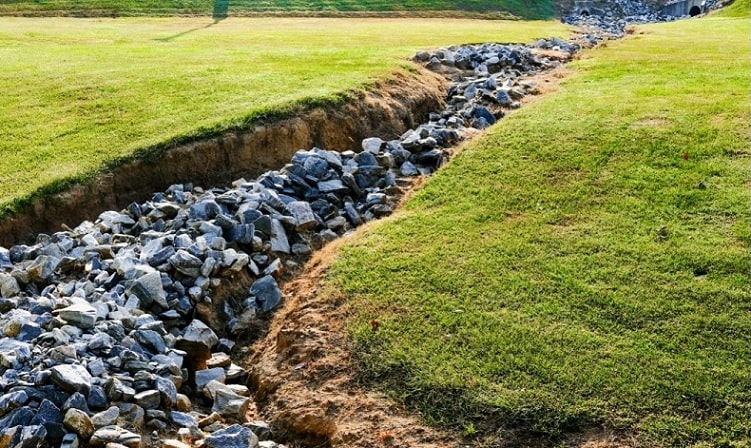 Rocks in Drainage Ditch