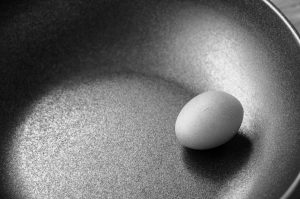An egg in Teflon pan