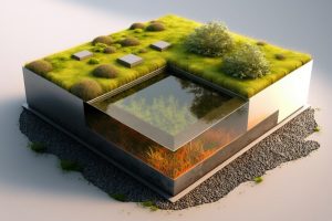 green roof with water section